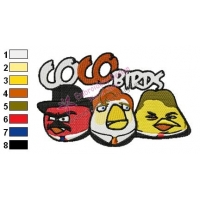 Coco Angry Birds Embroidery Design